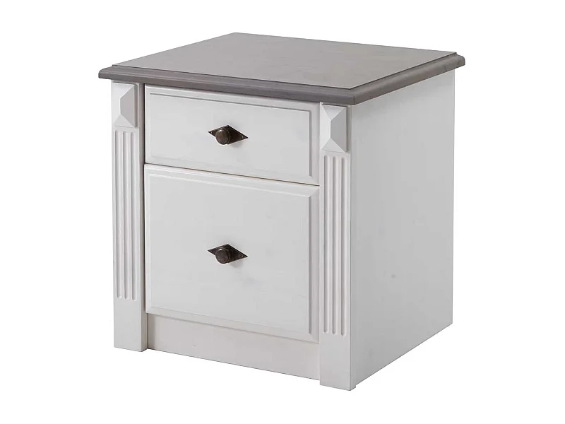 Nachtkonsole in Weiß Grau Kiefer teilmassiv