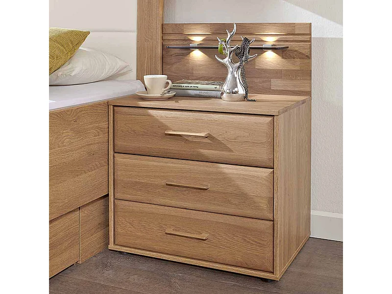 Nachtkonsole aus Eiche LED Beleuchtung (2er Set)