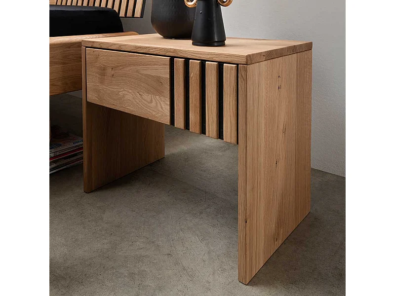 Nachttisch Kommode massiv aus Wildeiche Massivholz einer Schublade