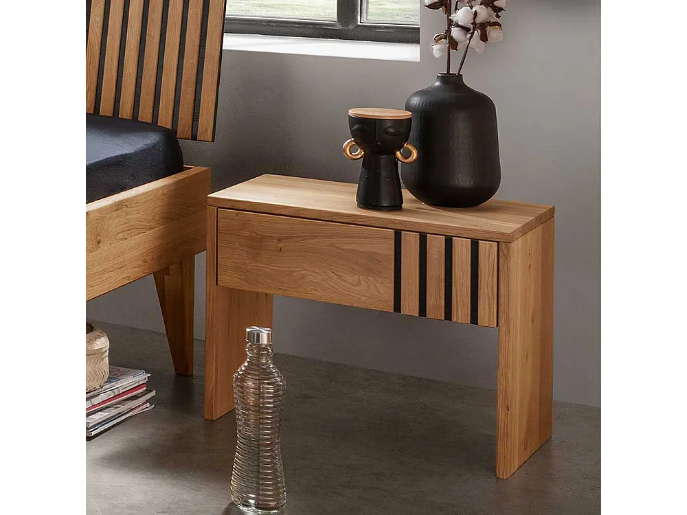 Nachttisch Kommode massiv aus Wildeiche Massivholz einer Schublade