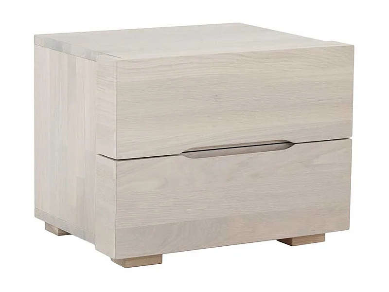 Design Nachtkonsole aus Wildeiche massiv weiß geölt