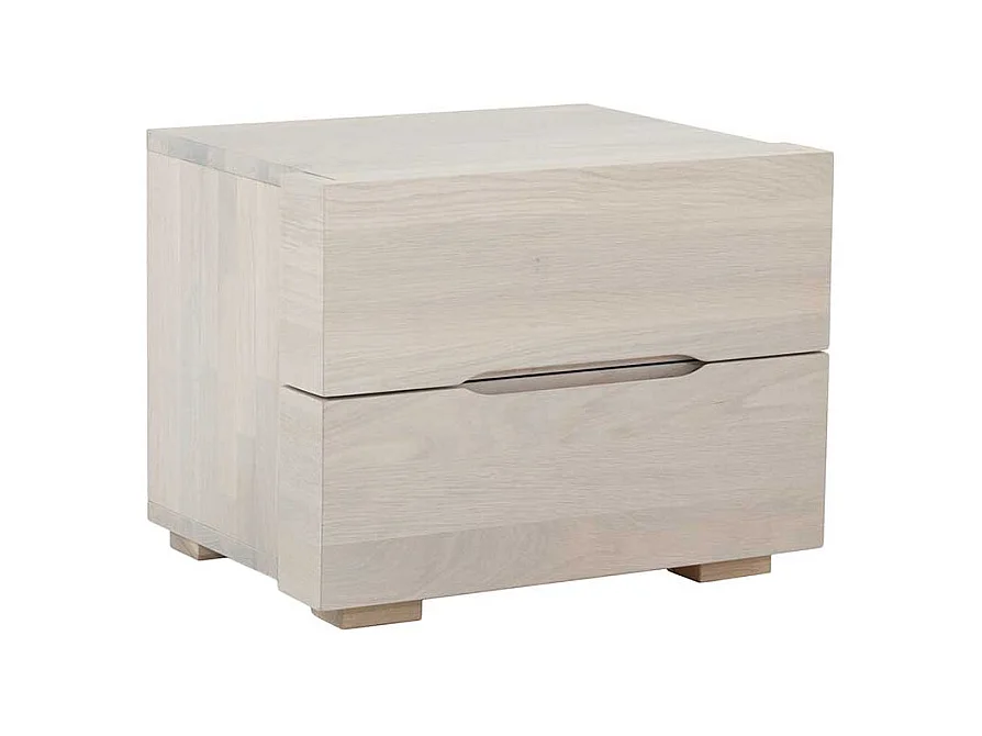 Design Nachtkonsole aus Wildeiche massiv weiß geölt