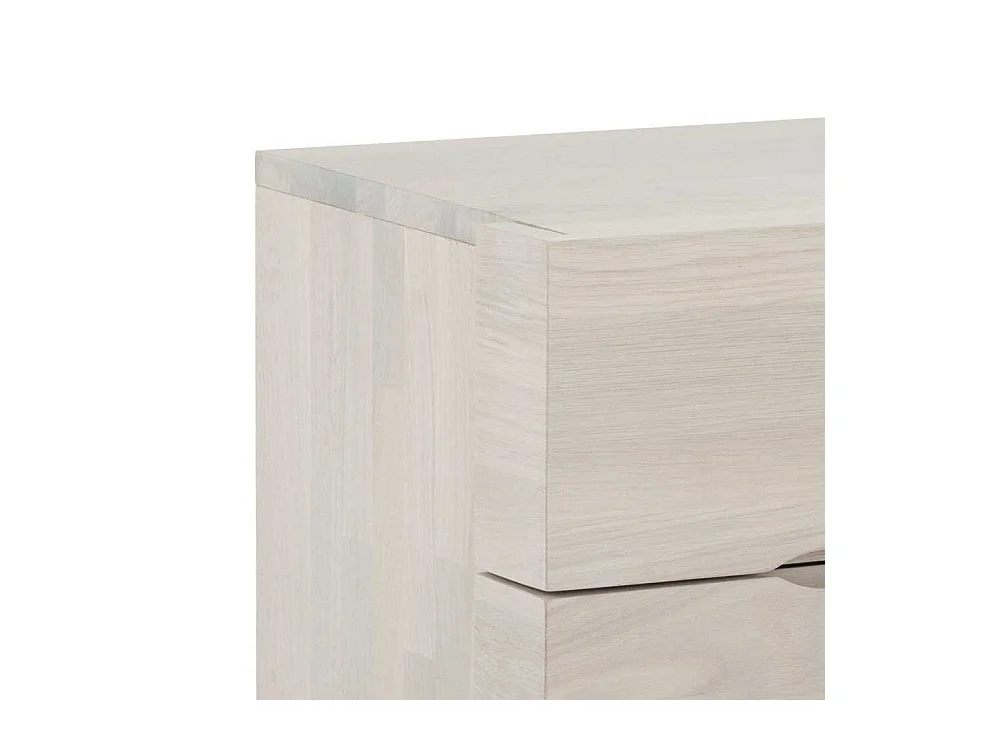 Design Nachtkonsole aus Wildeiche massiv weiß geölt