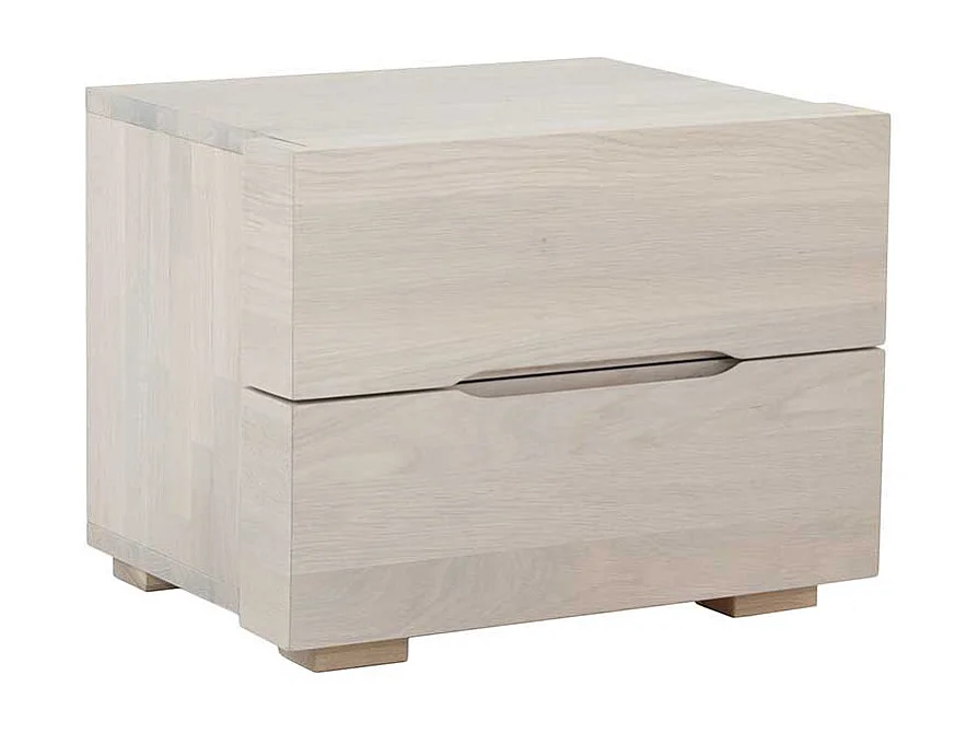 Design Nachtkonsole aus Wildeiche massiv weiß geölt