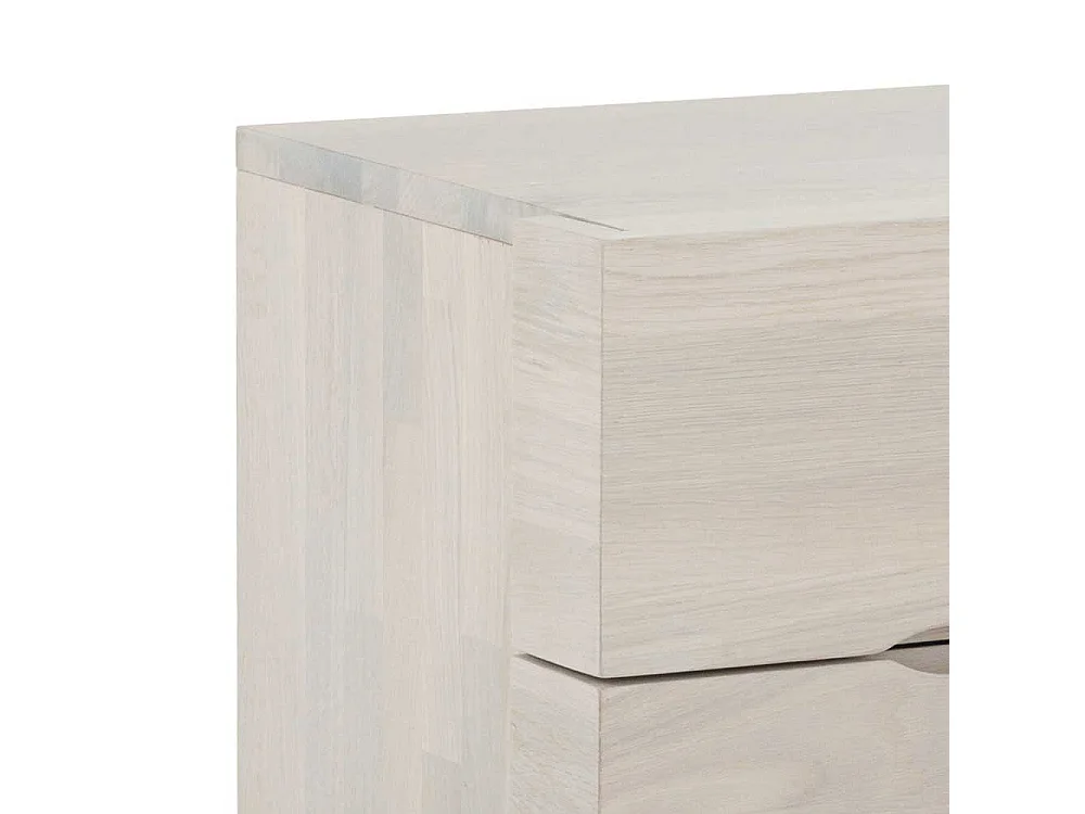 Design Nachtkonsole aus Wildeiche massiv weiß geölt