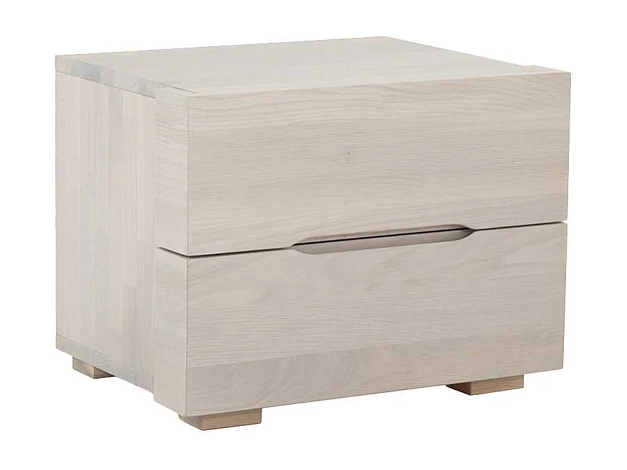 Design Nachtkonsole aus Wildeiche massiv weiß geölt