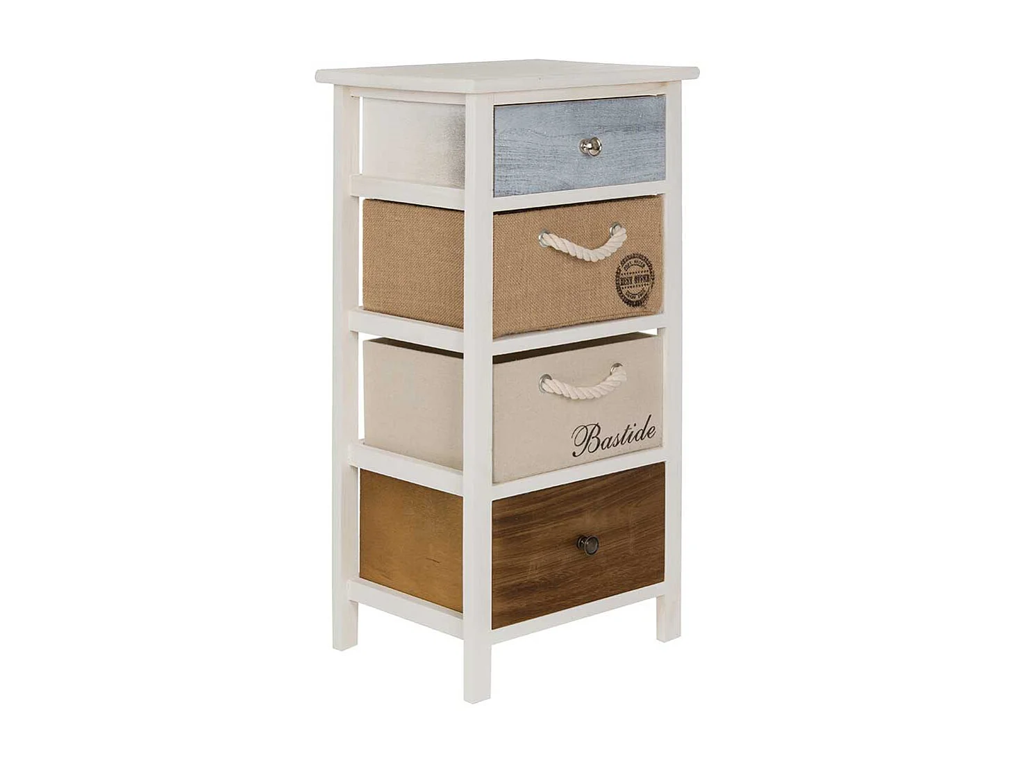 Schubladenkommode Landhaus in Weiß mehrfarbig