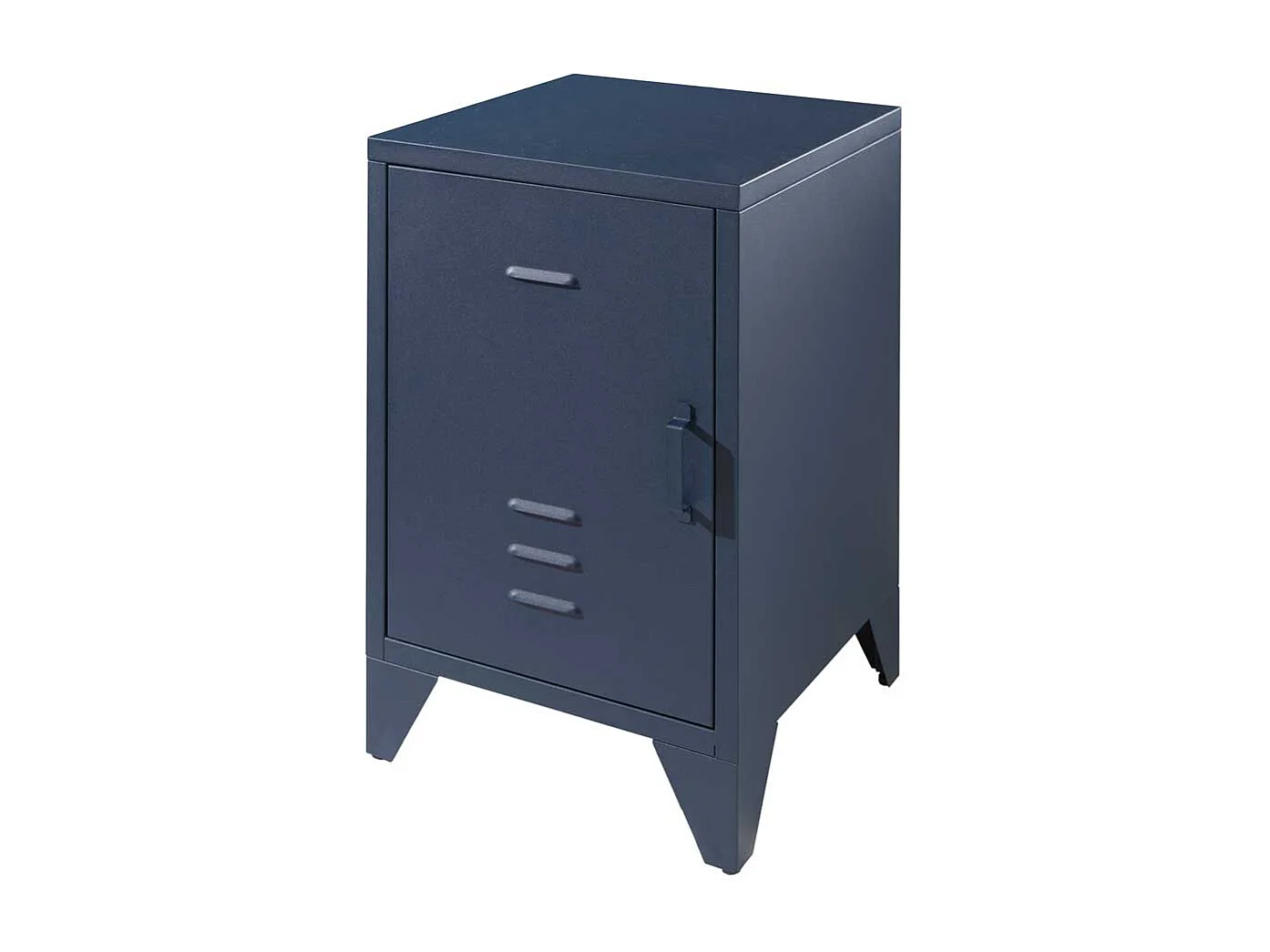 Retro Nachttisch aus Eisen Blau pulverbeschichtet