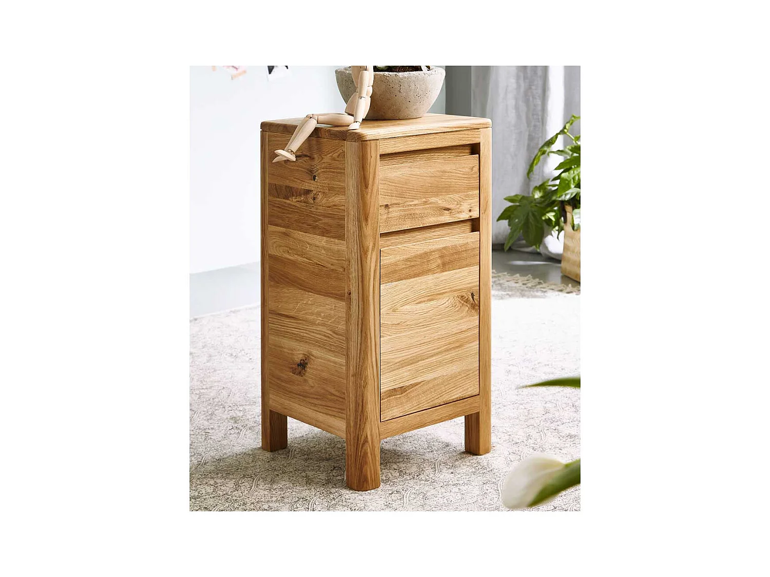 Nachtschränkchen aus Wildeiche Massivholz 60 cm hoch