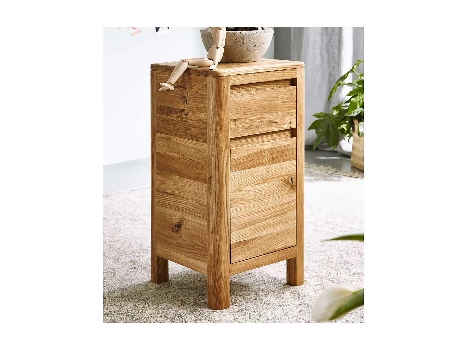 Nachtschränkchen aus Wildeiche Massivholz 60 cm hoch