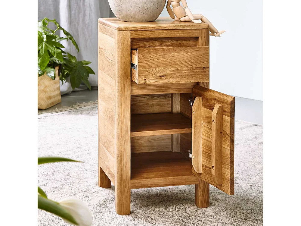 Nachtschränkchen aus Wildeiche Massivholz 60 cm hoch