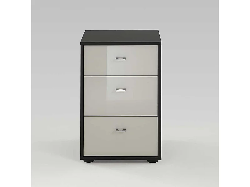 Nachtkommode in Creme Grau Braun