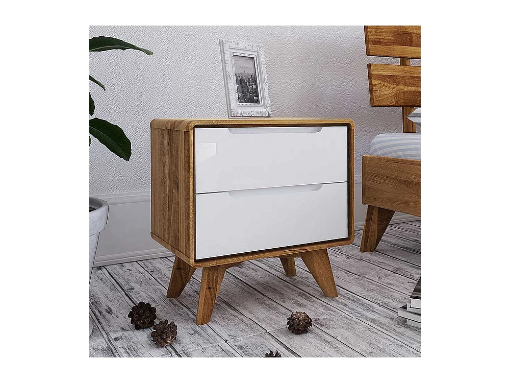 Nachttisch Kommode in Weiß und Wildeiche 30 cm tief