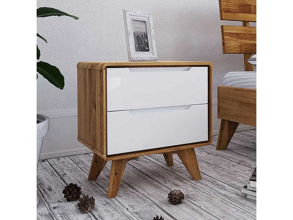 Nachttisch Kommode in Weiß und Wildeiche 30 cm tief