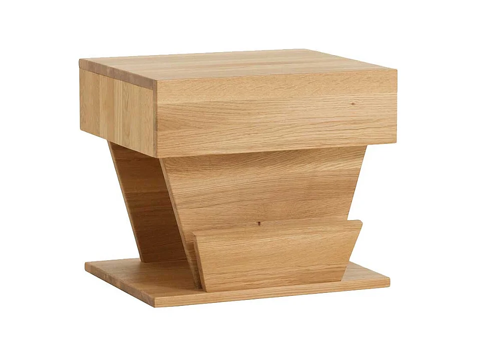 Nachtkonsole aus Wildeiche Massivholz Zeitungsablage