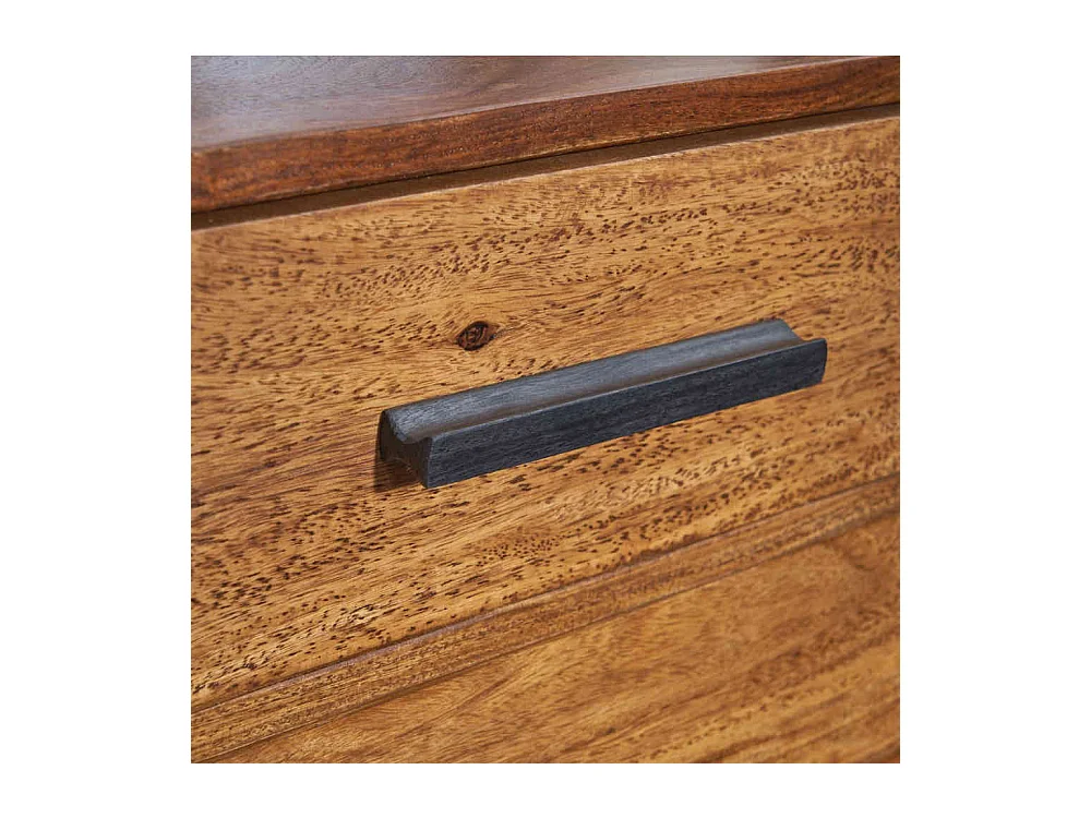 Nachtschränkchen Industriestil aus Sheesham Massivholz Metall