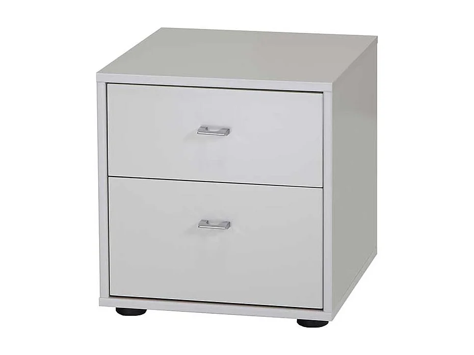 Nachtkommode in Weiß Glas beschichtet