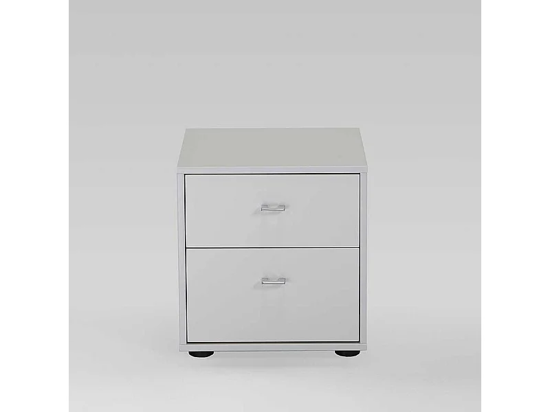 Nachtkommode in Weiß Glas beschichtet