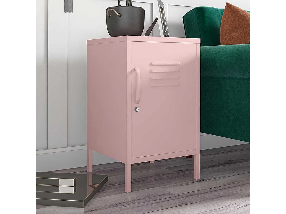 Rosa Beistellschrank mit 1 Tür Metall