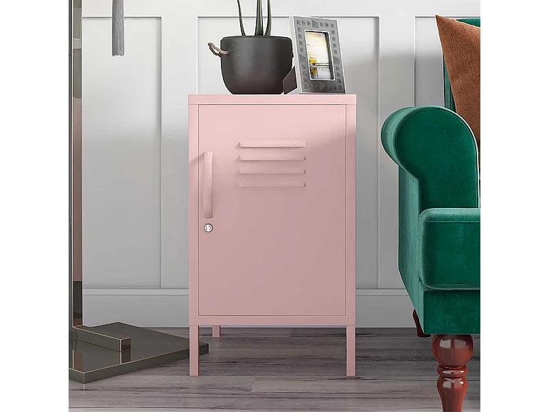Rosa Beistellschrank mit 1 Tür Metall
