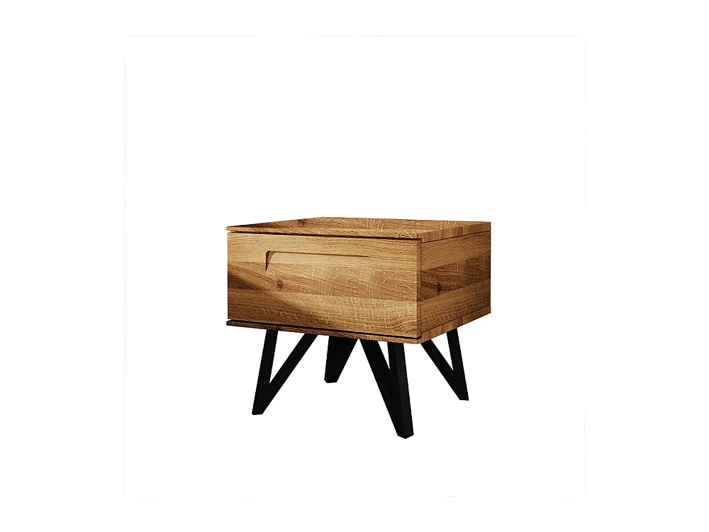 Nachttisch Kommode aus Wildeiche Massivholz und Stahl 45 cm breit