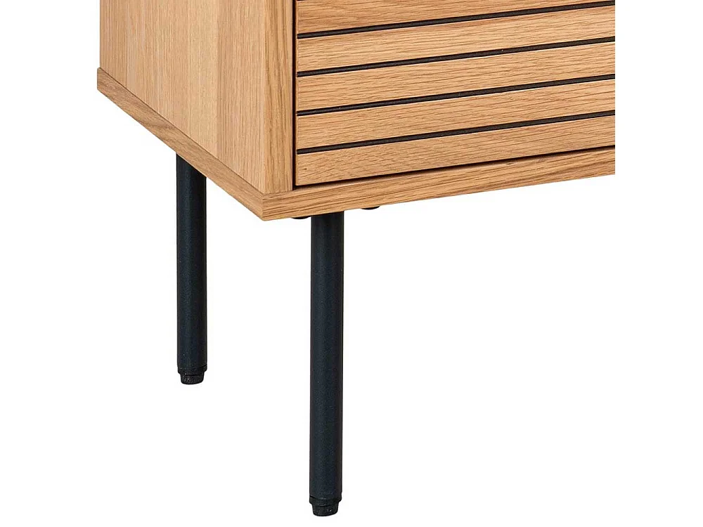 Nachttisch Kommode Nachtkonsole in Eichefarben mit Vierfußgestell aus Metall