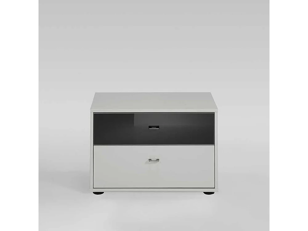 Nachtkommode in Weiß Schwarz Glas beschichtet