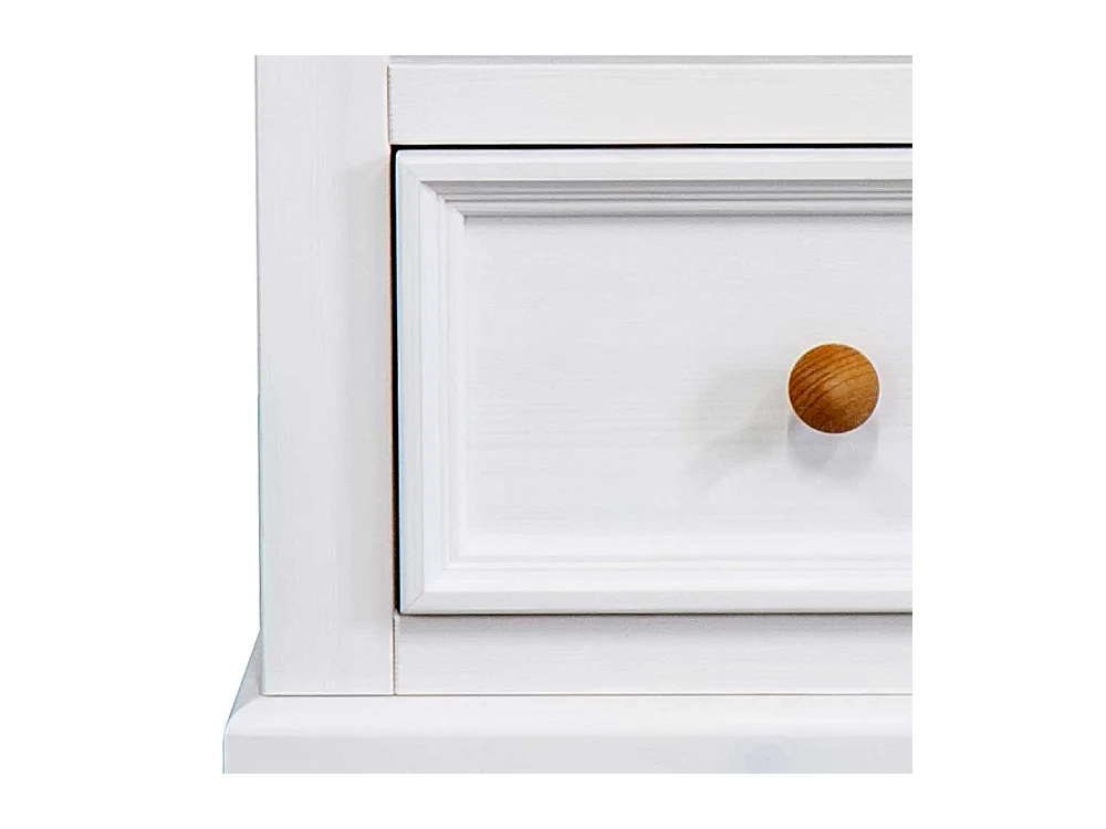 Nachtschrank in Weiß und Eichefarben Kiefer Massivholz