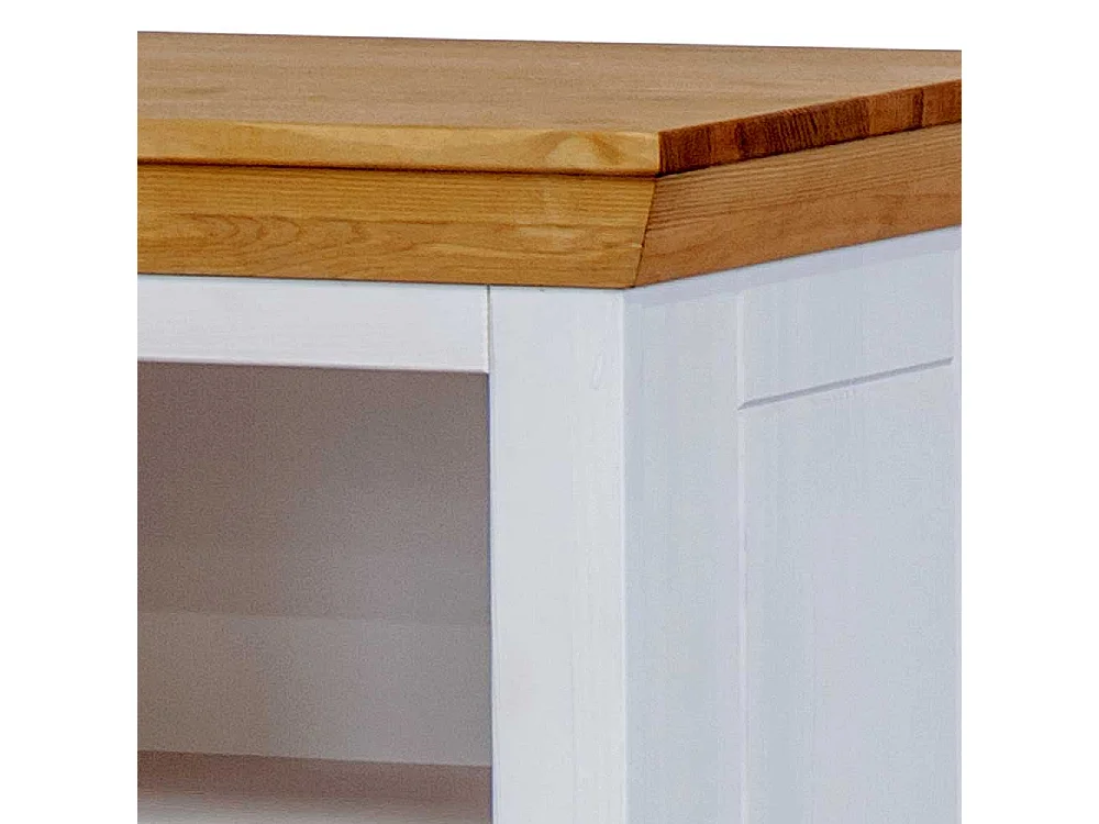 Nachtschrank in Weiß und Eichefarben Kiefer Massivholz