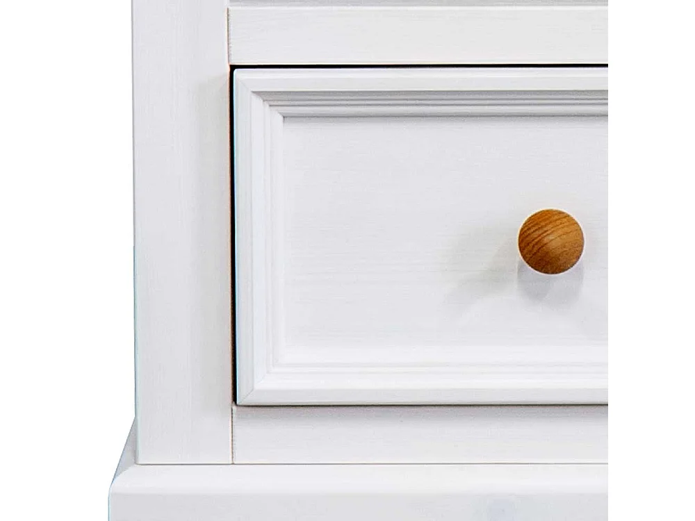 Nachtschrank in Weiß und Eichefarben Kiefer Massivholz