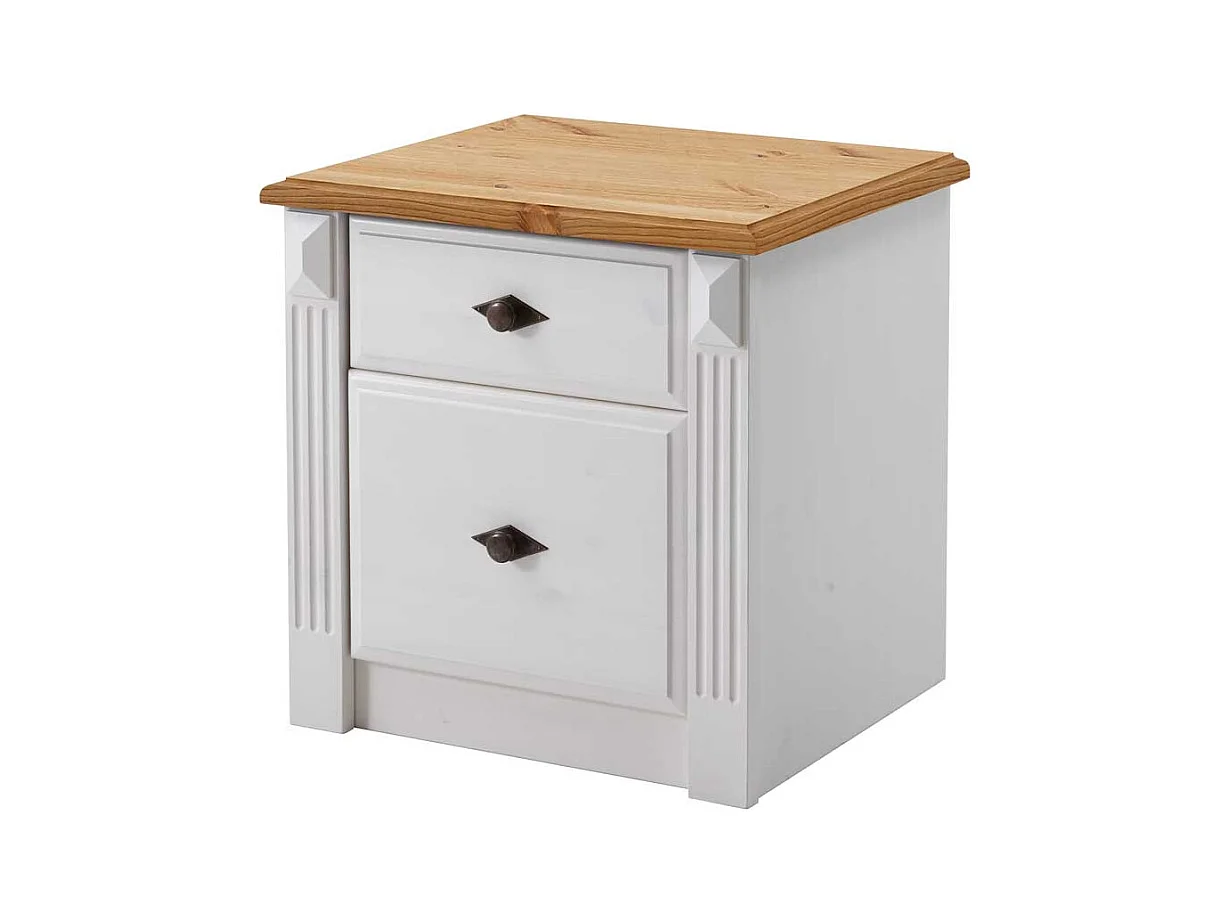Nachtschränkchen aus Kiefer teilmassiv Weiß