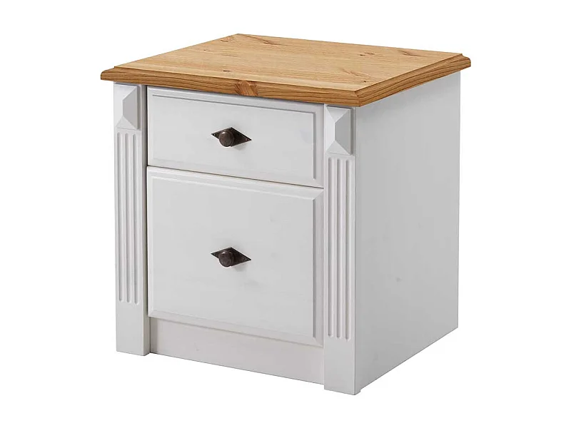 Nachtschränkchen aus Kiefer teilmassiv Weiß