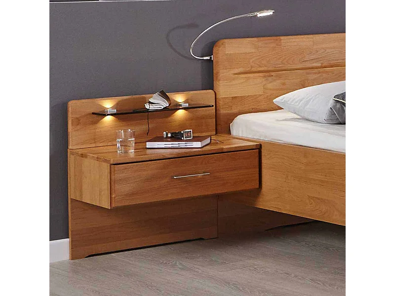 Nachttisch Set mit LED Beleuchtung Erle (2er Set)