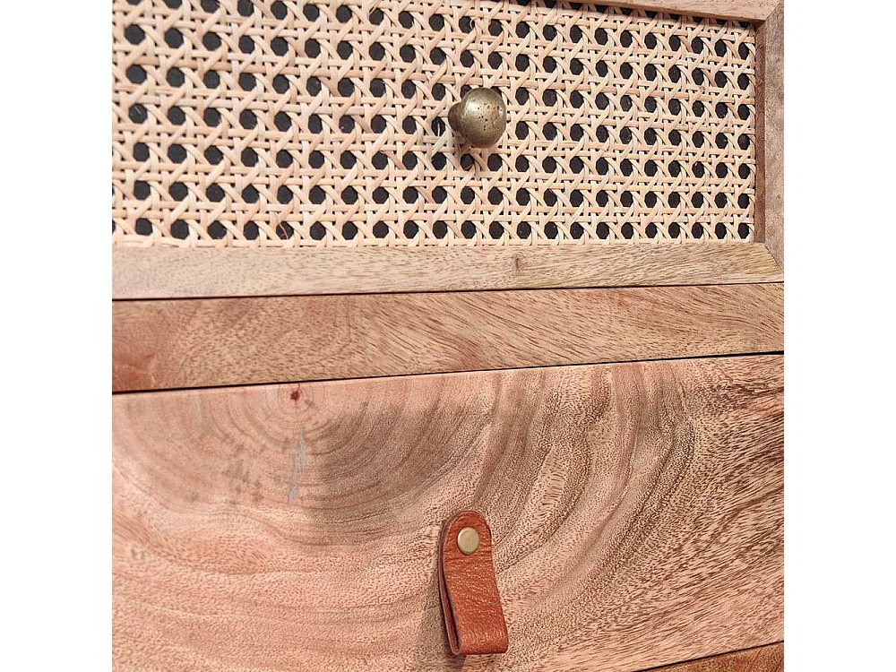 Nachttischschrank aus Mangobaum Massivholz drei Schubladen