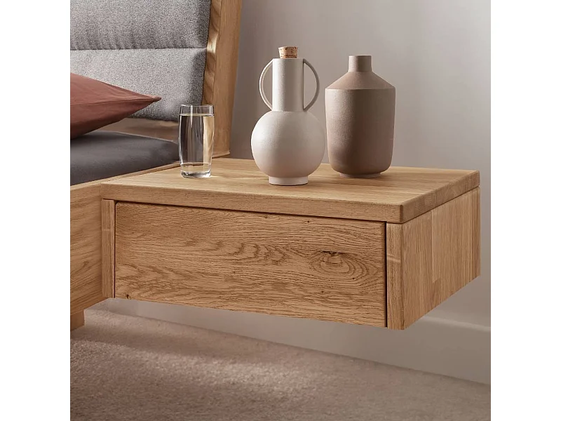 Bettkommode Nachtkommode für hängende Montage aus Wildeiche Massivholz