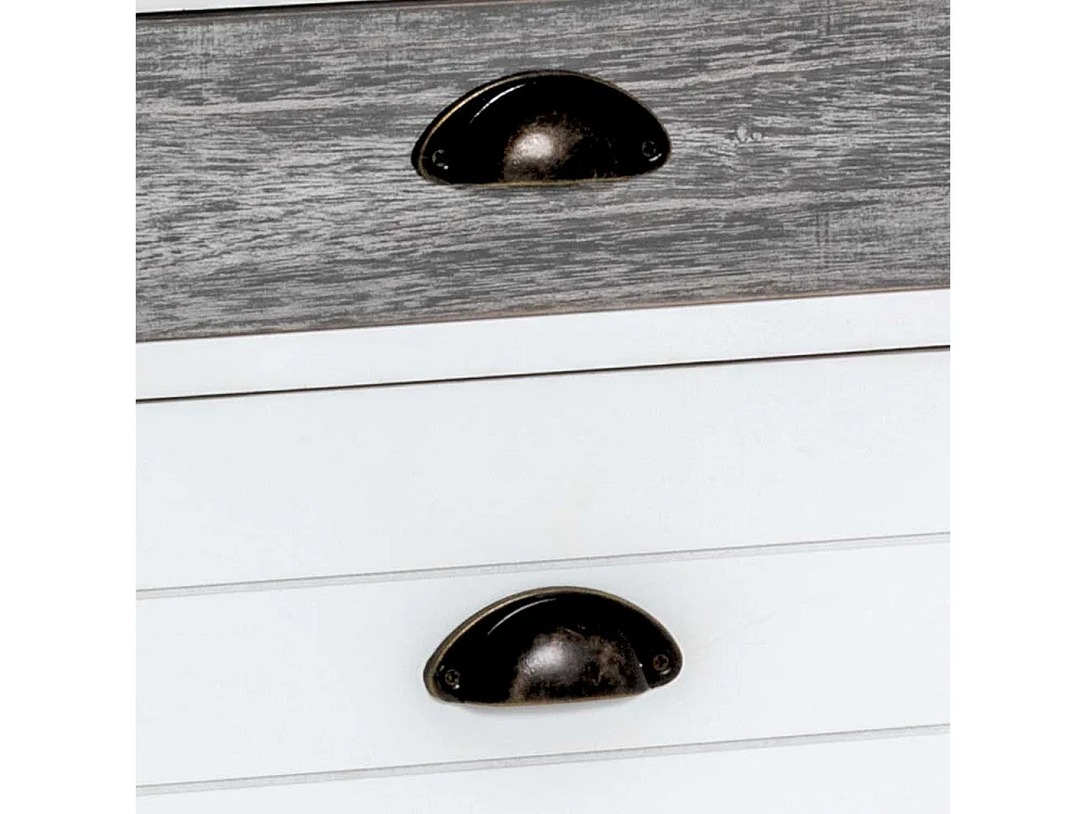 Weiße Kommode aus Paulownia Massivholz drei Schubladen