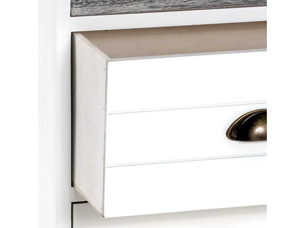 Weiße Kommode aus Paulownia Massivholz drei Schubladen