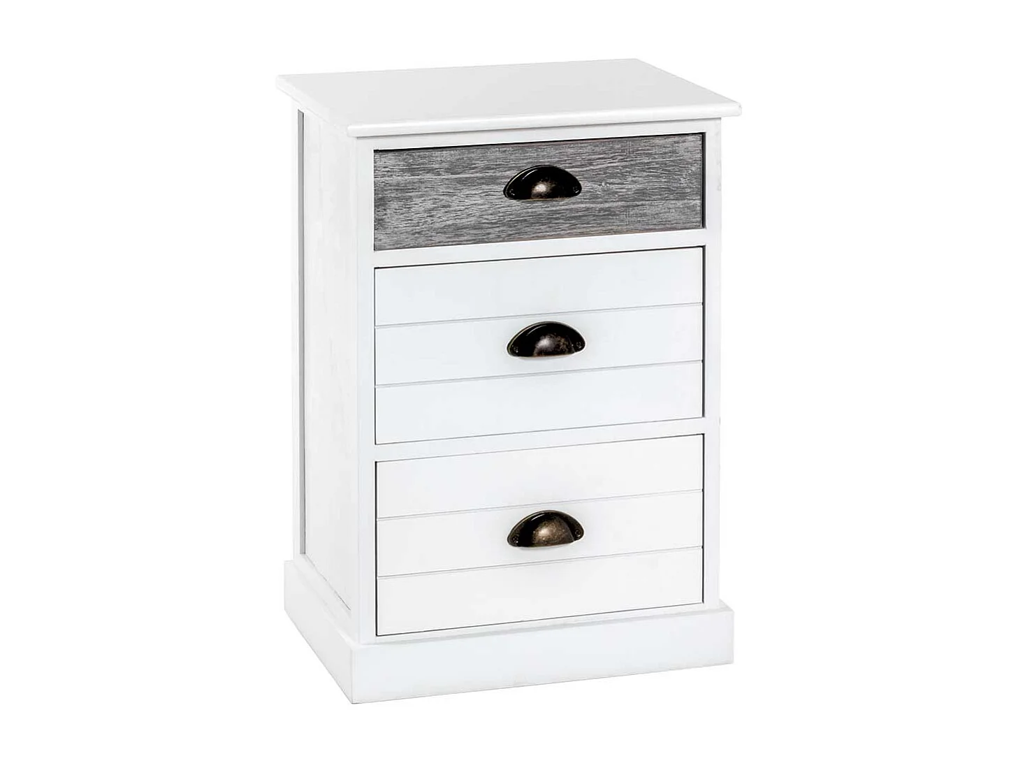 Weiße Kommode aus Paulownia Massivholz drei Schubladen