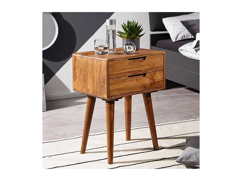 Nachttisch Set aus Sheesham Massivholz zwei Schubladen