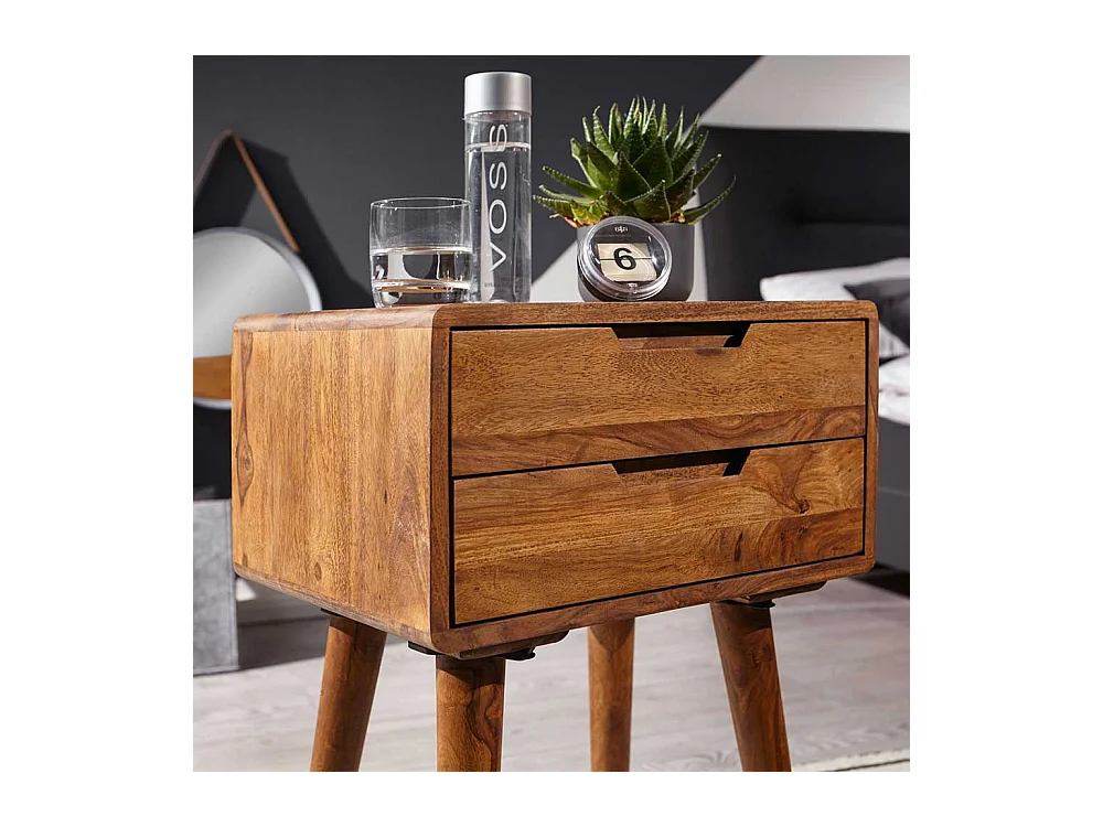 Nachttisch Set aus Sheesham Massivholz zwei Schubladen