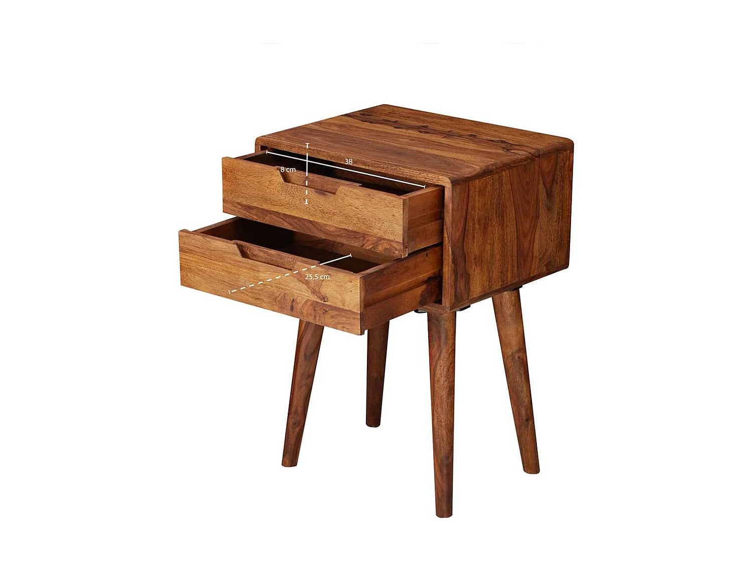 Nachttisch Set aus Sheesham Massivholz zwei Schubladen