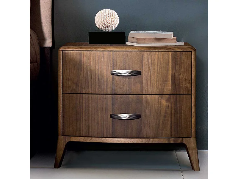 Nachttisch Kommode mit Nussbaum furniert Retrostil