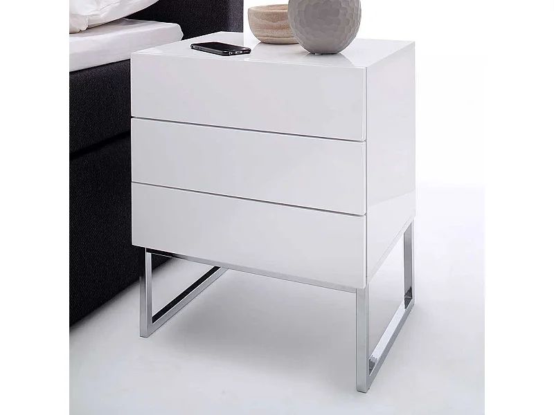 Grifflose Nachtkommode in Weiß 60 cm hoch