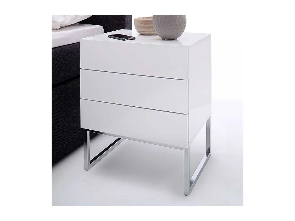 Grifflose Nachtkommode in Weiß 60 cm hoch