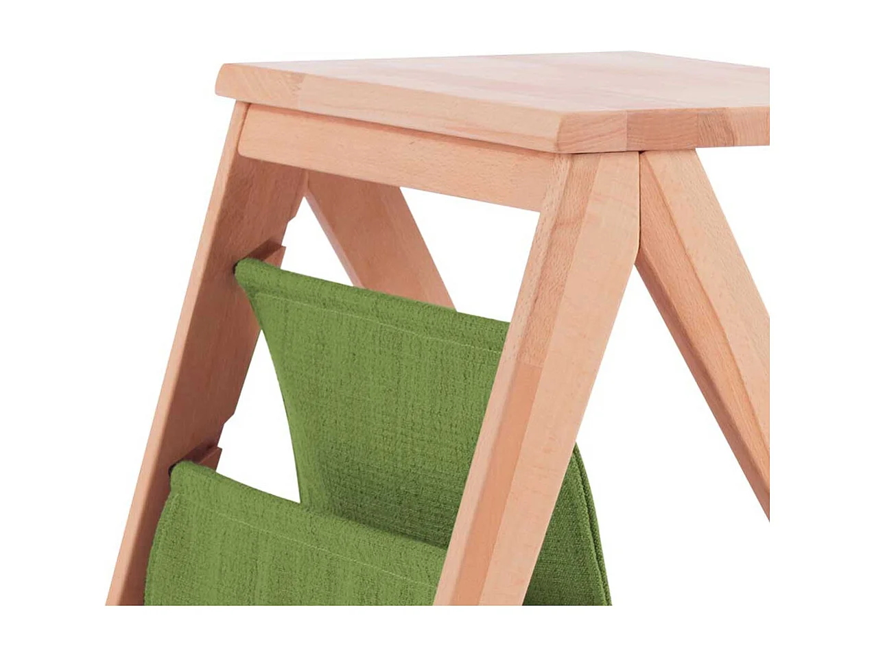 Massivholz Nachttisch aus Kernbuche Ablage in Grün Microvelour