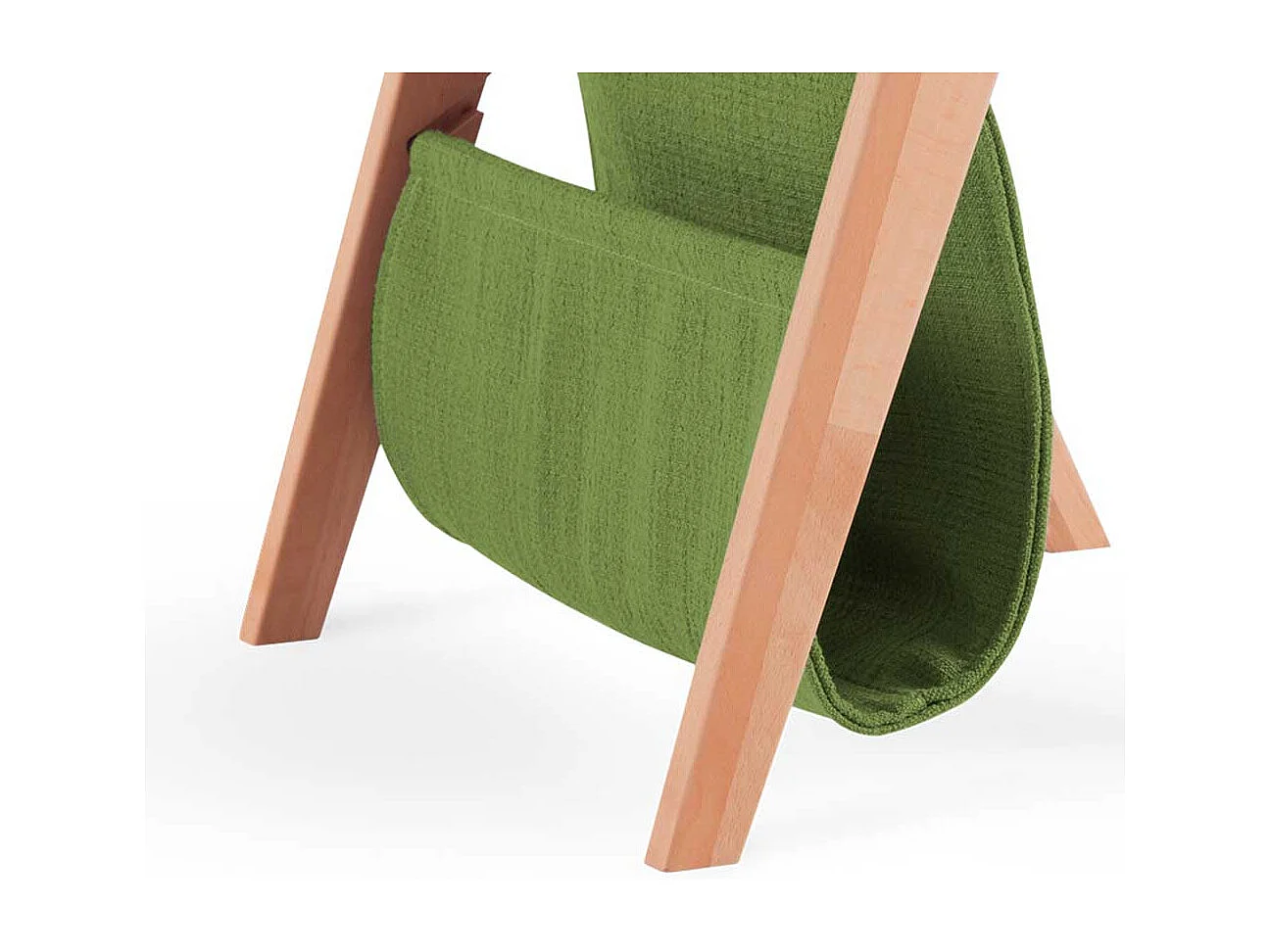 Massivholz Nachttisch aus Kernbuche Ablage in Grün Microvelour