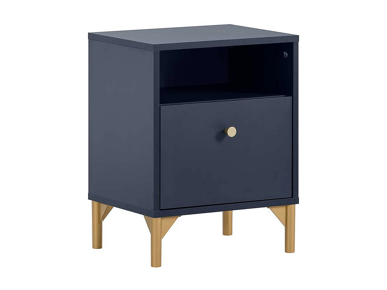 Nachttisch Nachtkommode in Dunkelblau mit einem offenen Fach