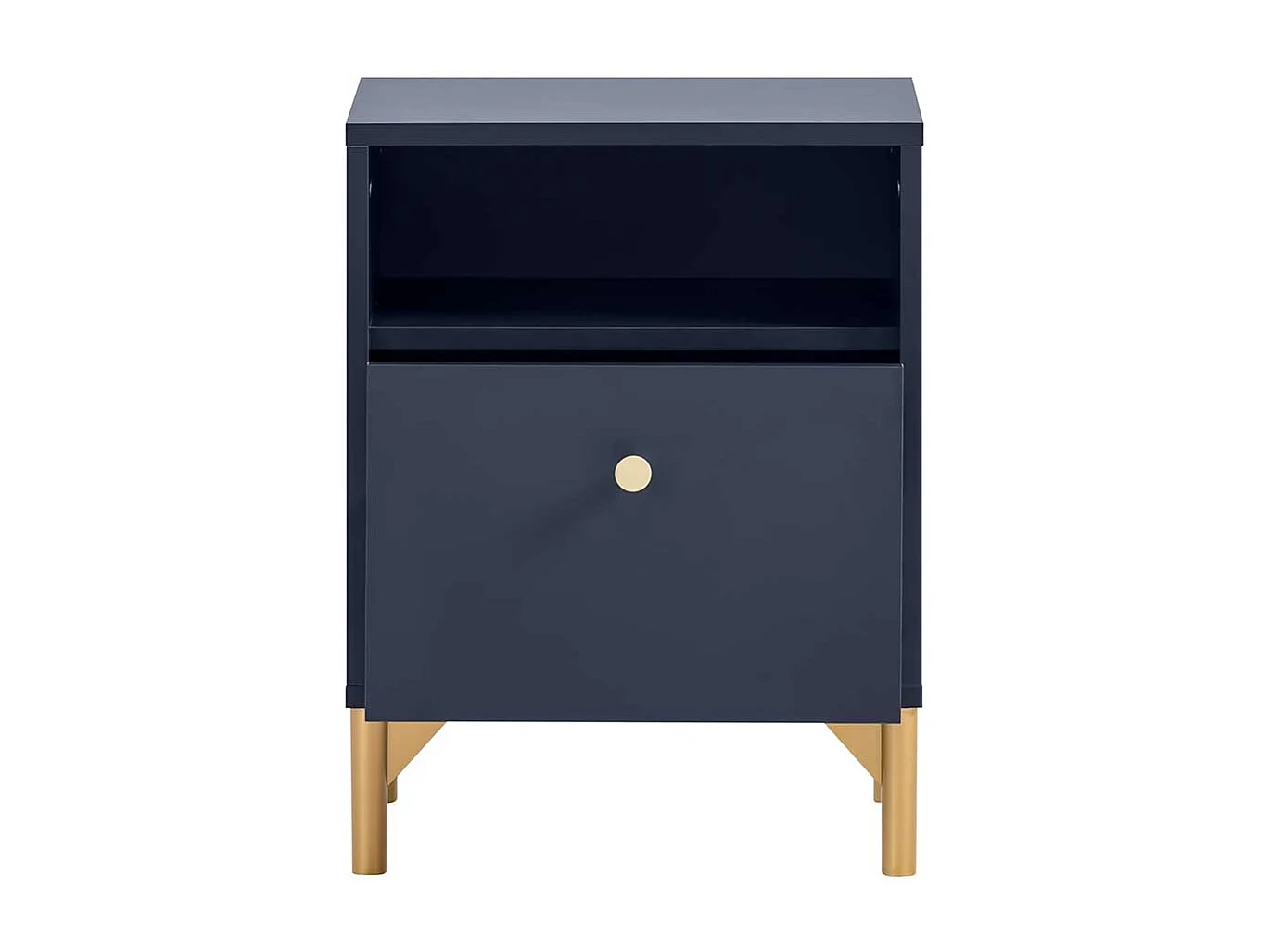 Nachttisch Nachtkommode in Dunkelblau mit einem offenen Fach