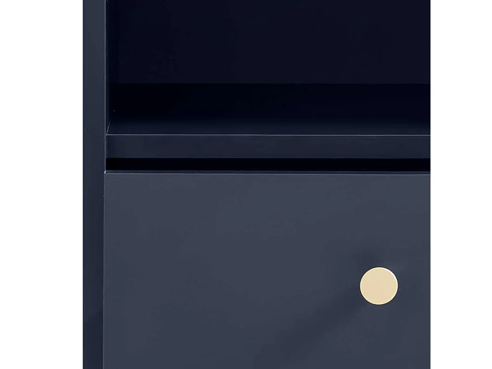 Nachttisch Nachtkommode in Dunkelblau mit einem offenen Fach