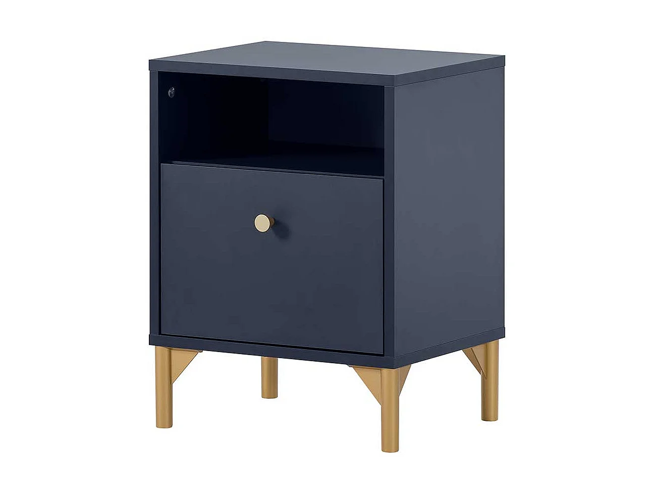 Nachttisch Nachtkommode in Dunkelblau mit einem offenen Fach